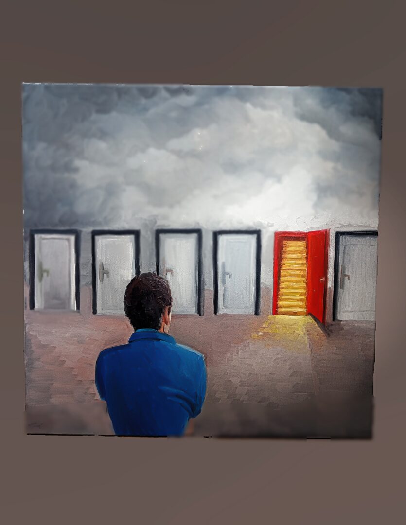 "mement zaufania" 70x70 farby olejne, płótno bawełniane