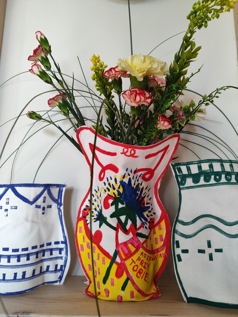 Wazon z tkaniny. "Rozkwitam przy Tobie".