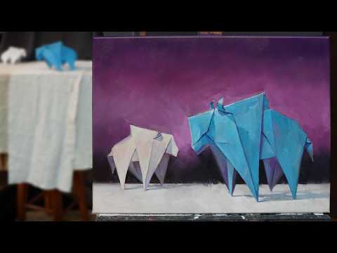 Pejzaż zimowy, malarstwo olejne na płótnie 40x50cm