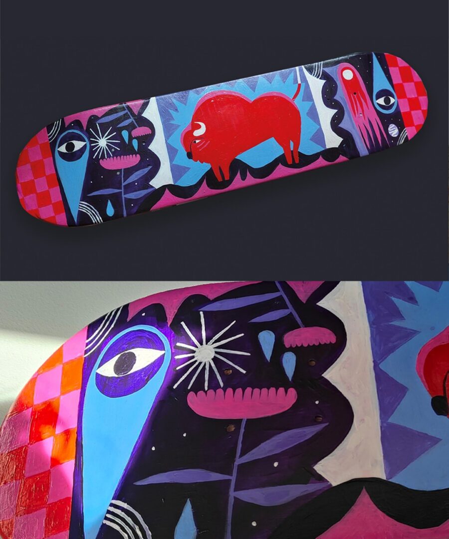 Let's go - Ilustracja malowana na Deskorolce